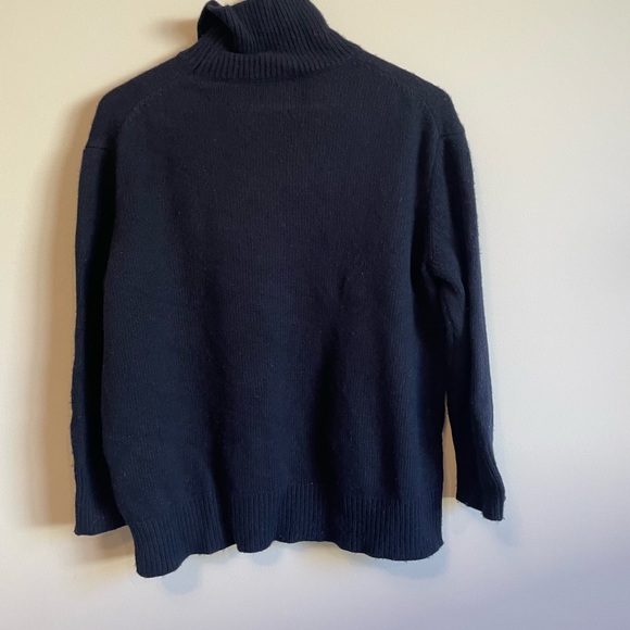 Sandro Navy Logo Sweater Cashmere Wool Blend Size 2 Medium - Picture 3 of 8